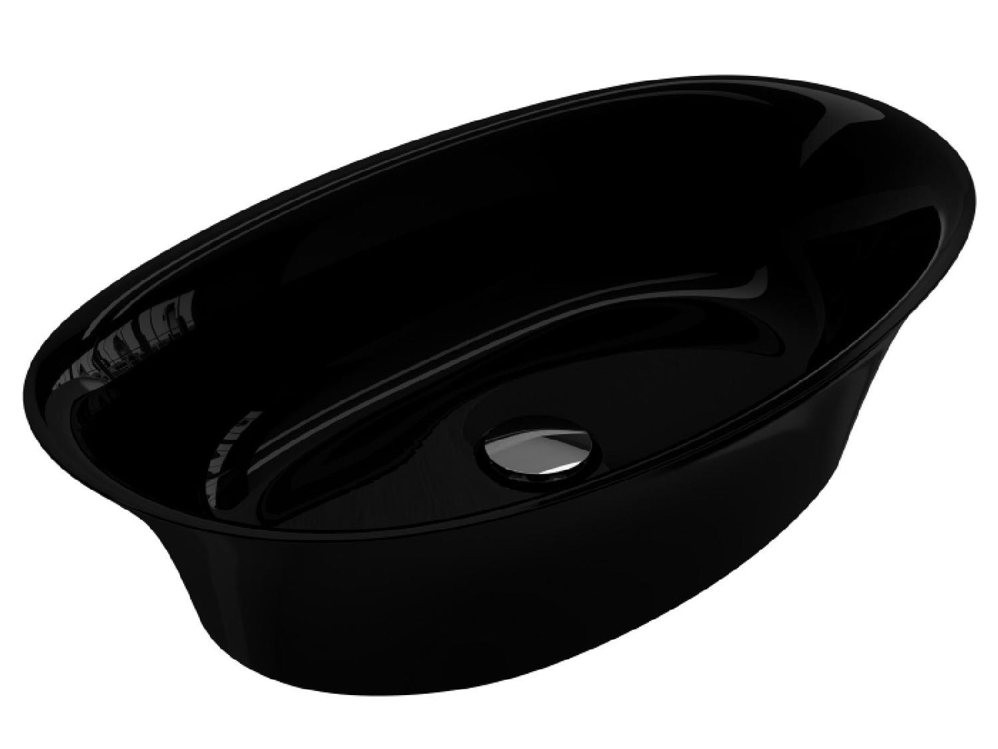 Treos Mineralguss Aufsatz Waschbecken Schwarz glänzend